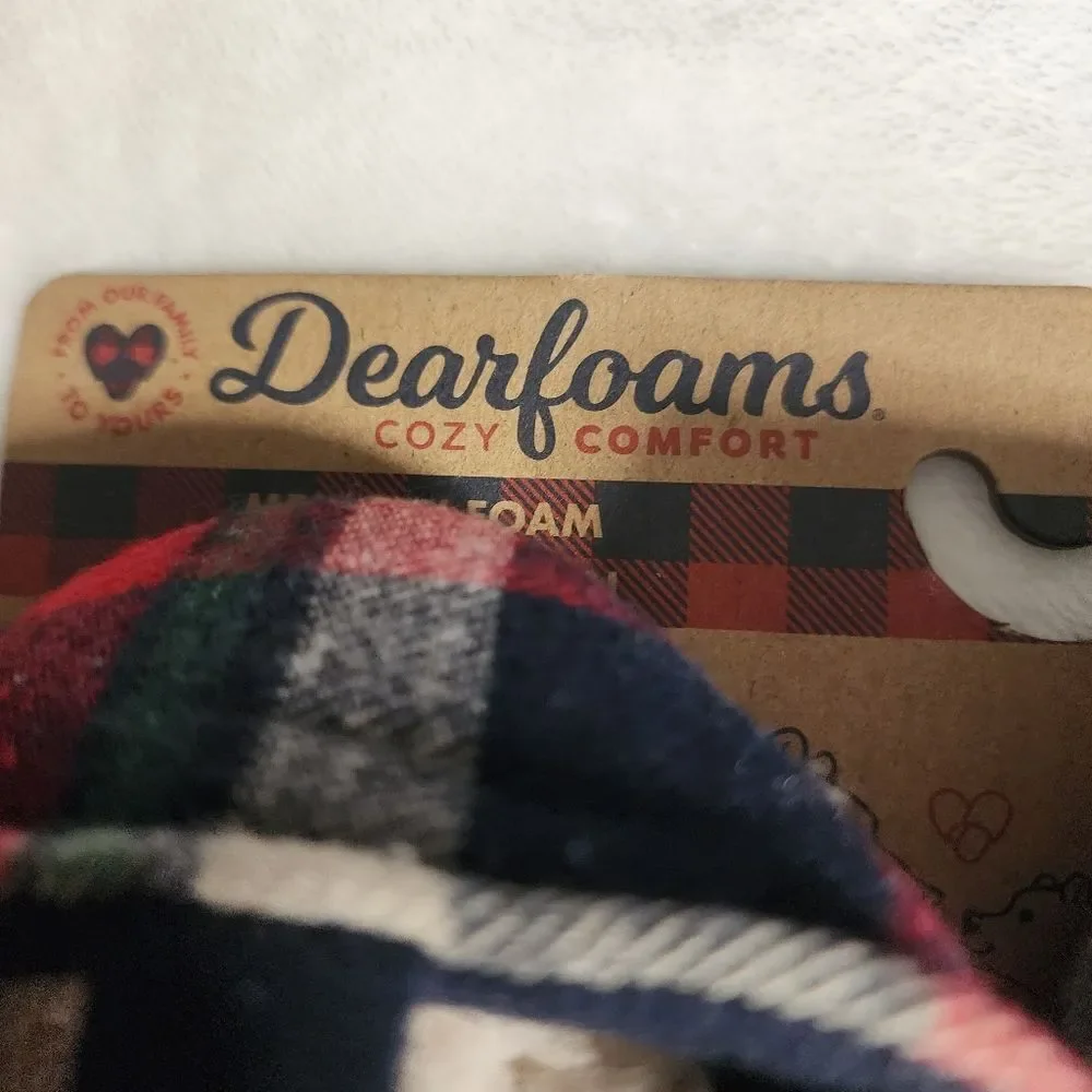 3 For $15 Deerfoams Cozy Comfort Memory Foam Plaid Baby Bear Slippers Size 3/4